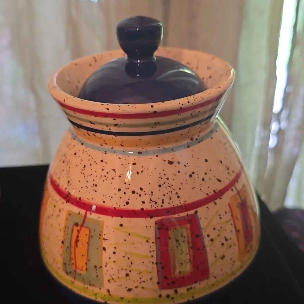 Pfaltzgraff Sugar Creamer Set Sedona‎ Pattern Cream Red Yellow Blue